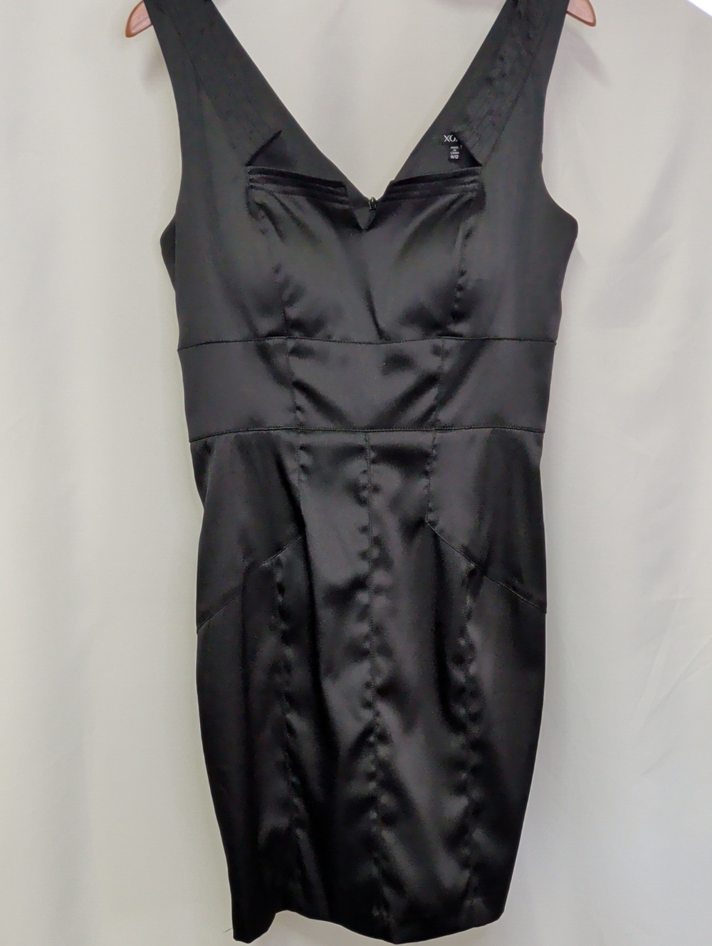 XOXO Black Satin V-Neck Mini Dress